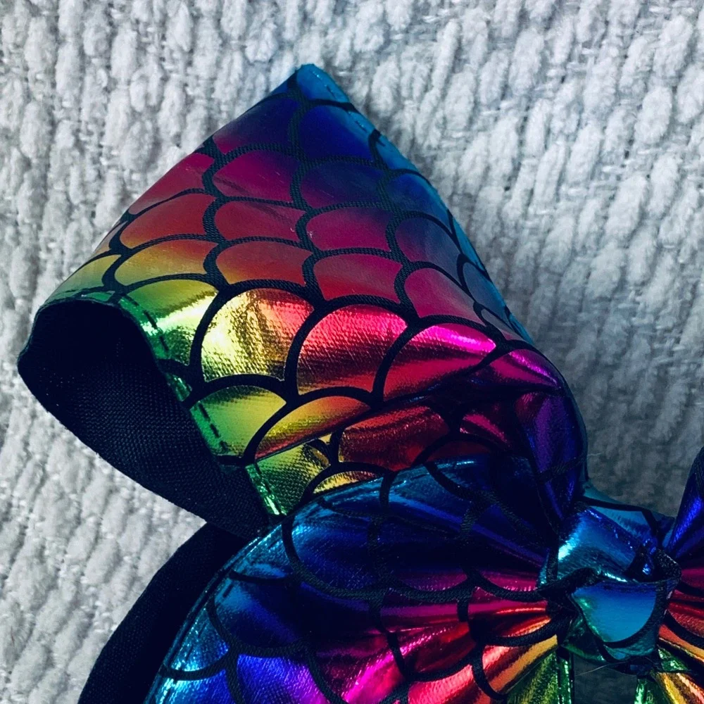 JoJo Siwa Hair Bow Girls Rainbow Mermaid Scale Metallic Oversized Alligator Clip